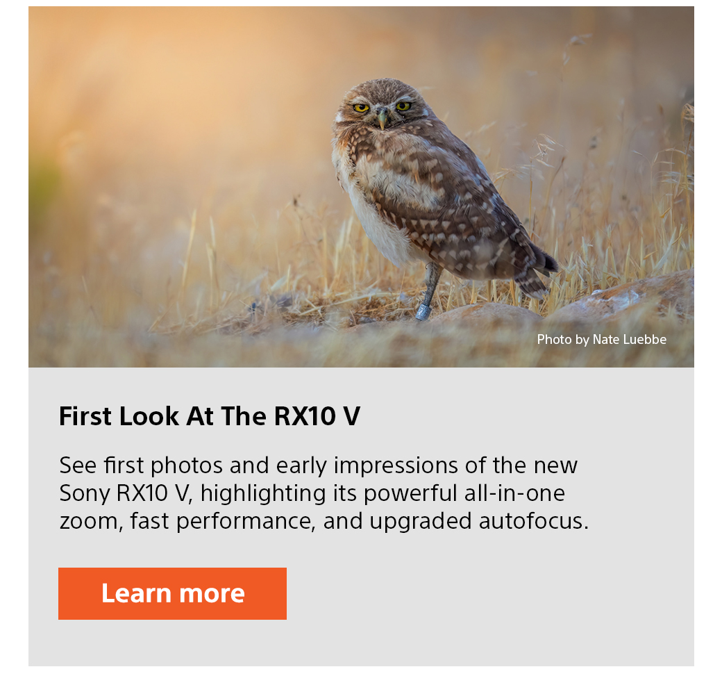 First Look At The RX10 V | See first photos and early impressions of the new Sony RX10 V, highlighting its powerful all-in-one zoom, fast performance, and upgraded autofocus. Learn more
