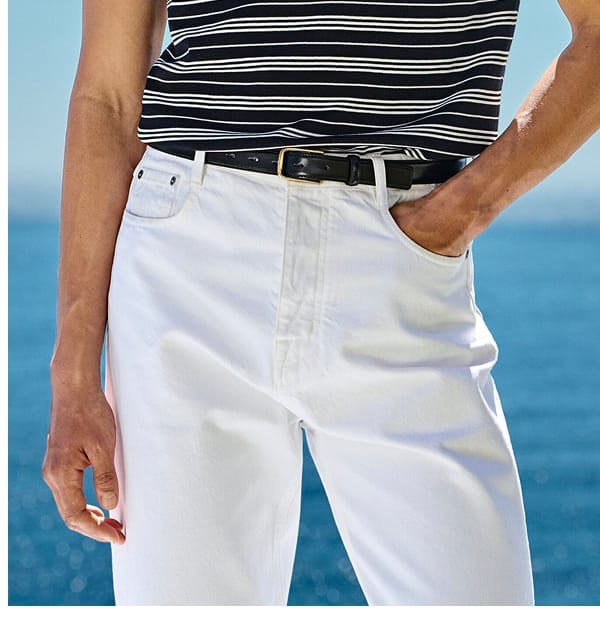 White denim trousers
