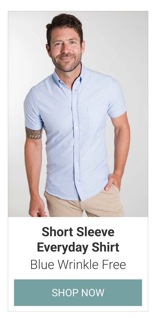 Blue Wrinkle Free Short Sleeve Everyday Shirt
