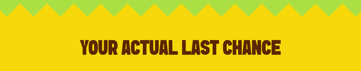 YOUR ACTUAL LAST CHANCE 