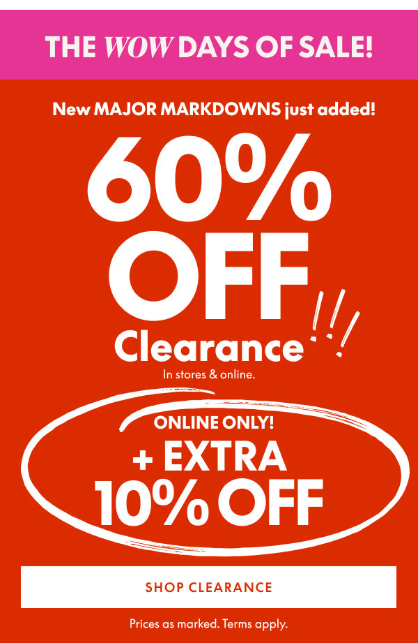 60% Off Clearance