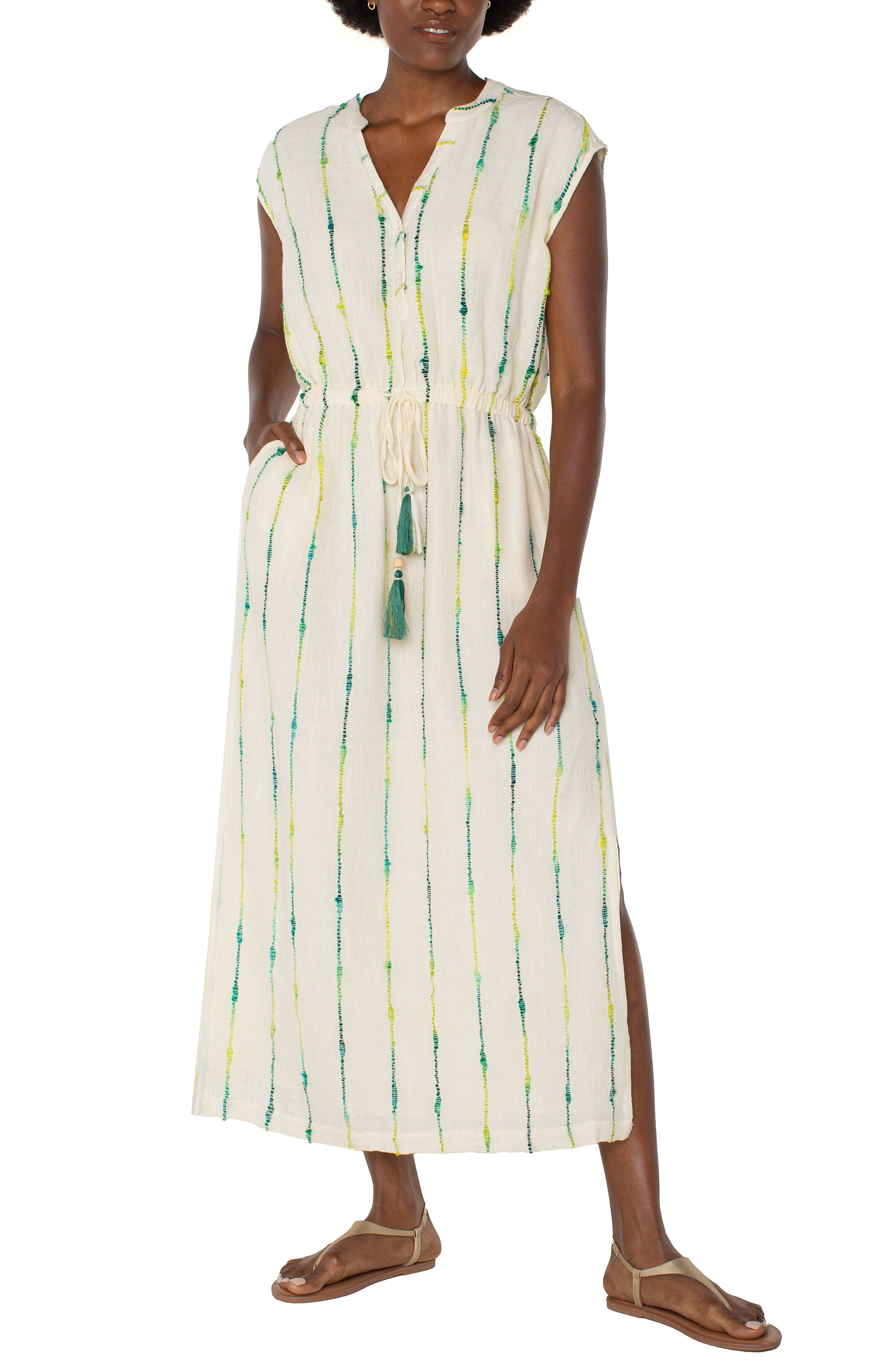 Image of MIDI DRESS WITH SMOCKED WAIST