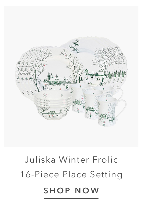  Juliska Country Estate Winter Frolic Evergreen Ceramic 16-Piece Place Setting