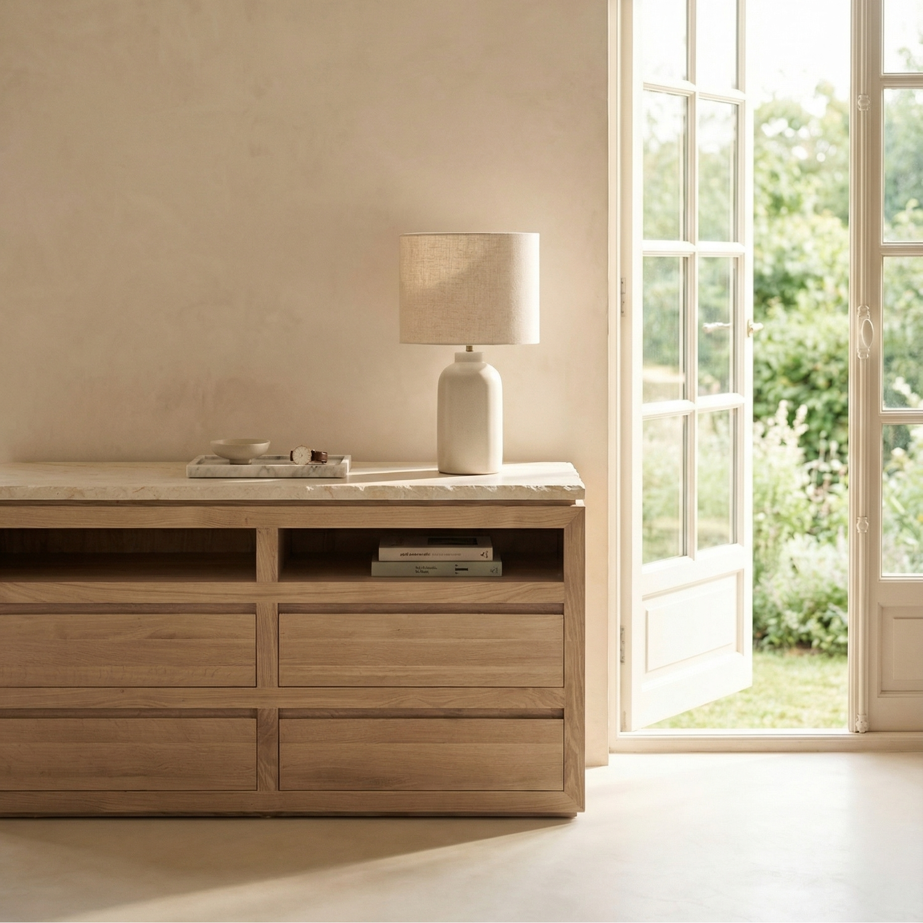 Image of Sofita Marble Dresser - White Oak