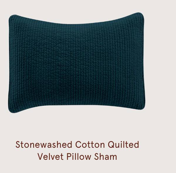 Stonewashed Cotton QUIlted Velvet Pillow Sham