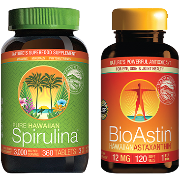 Pure Hawaiian Spirulina Tablets or BioAstin Hawaiian Astaxanthin Softgels