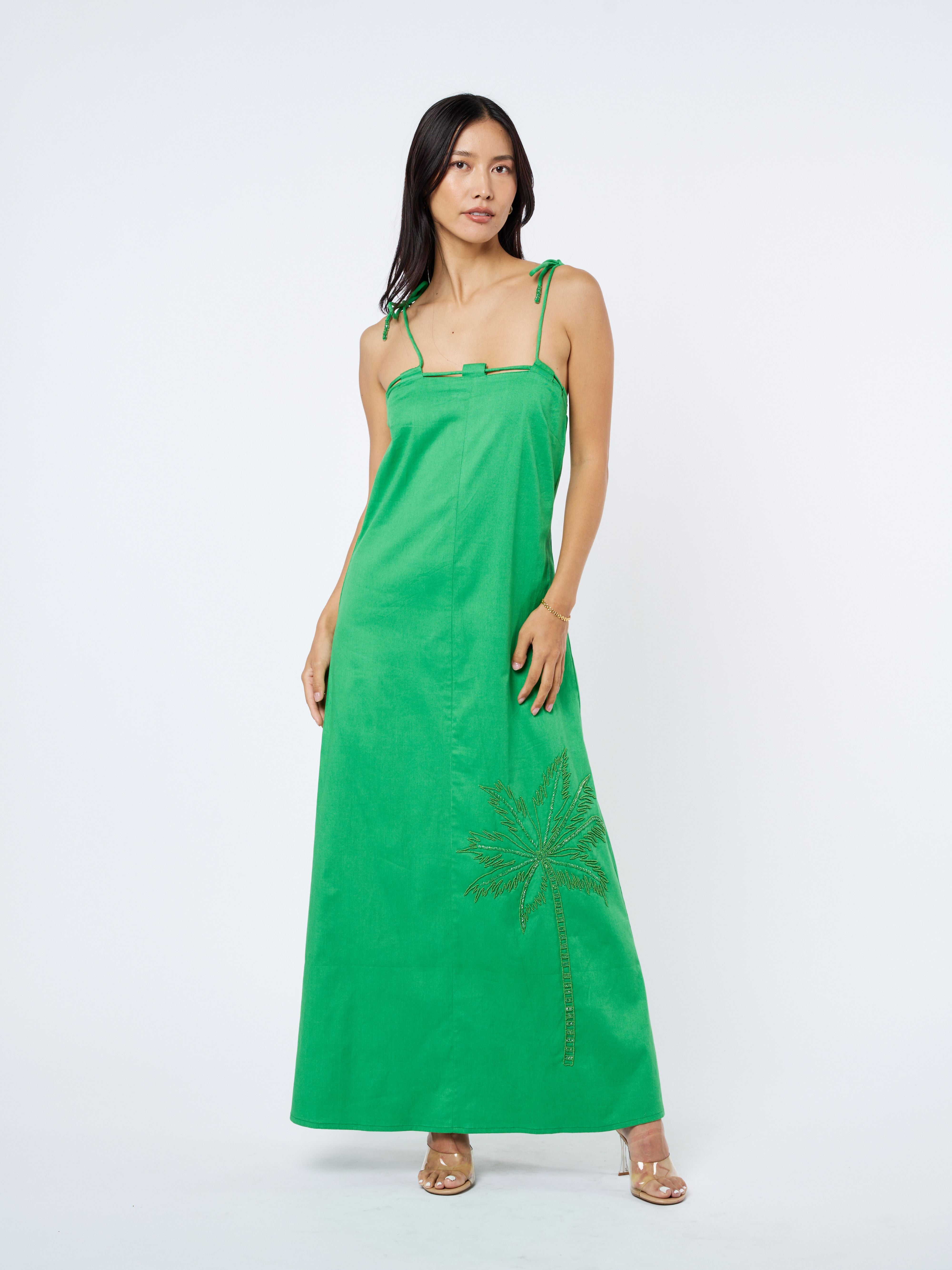 Image of Hattie Beaded Palm Maxi Dress