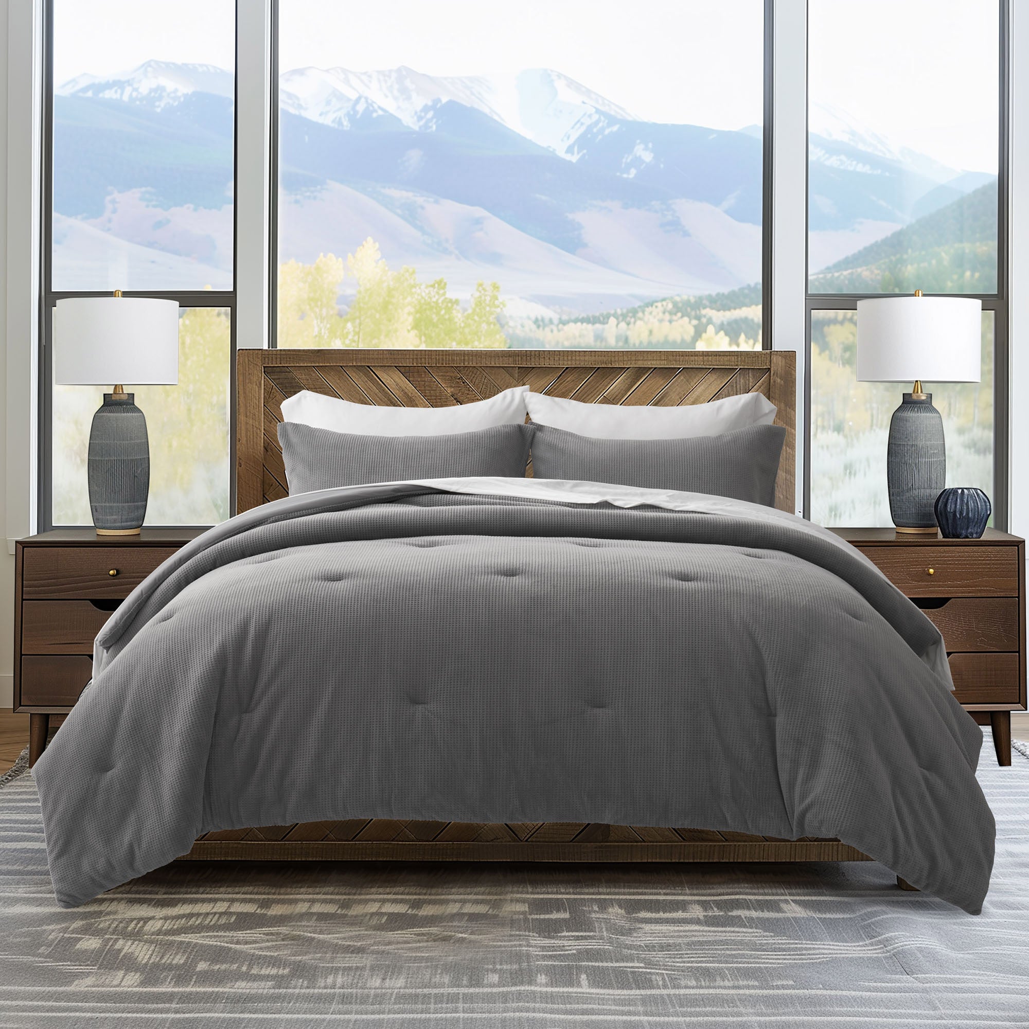 Evergrace Mini Waffle Plush Comforter 3-Piece Set