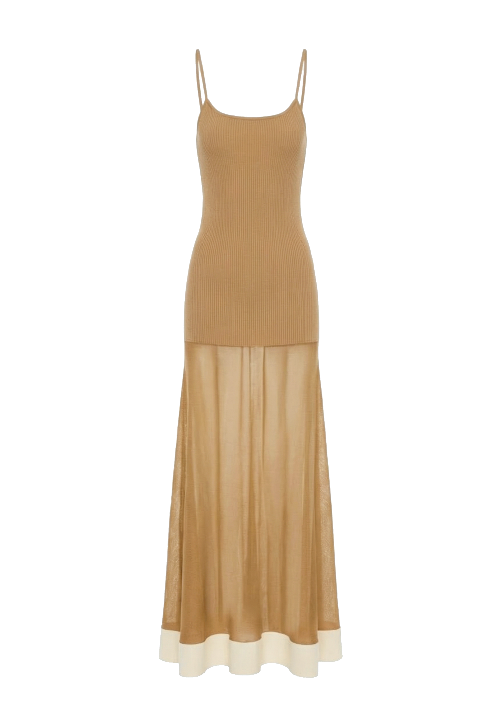 Camel dress with sheer skirt