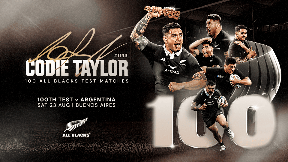 Codie Taylor 100 Test Caps
