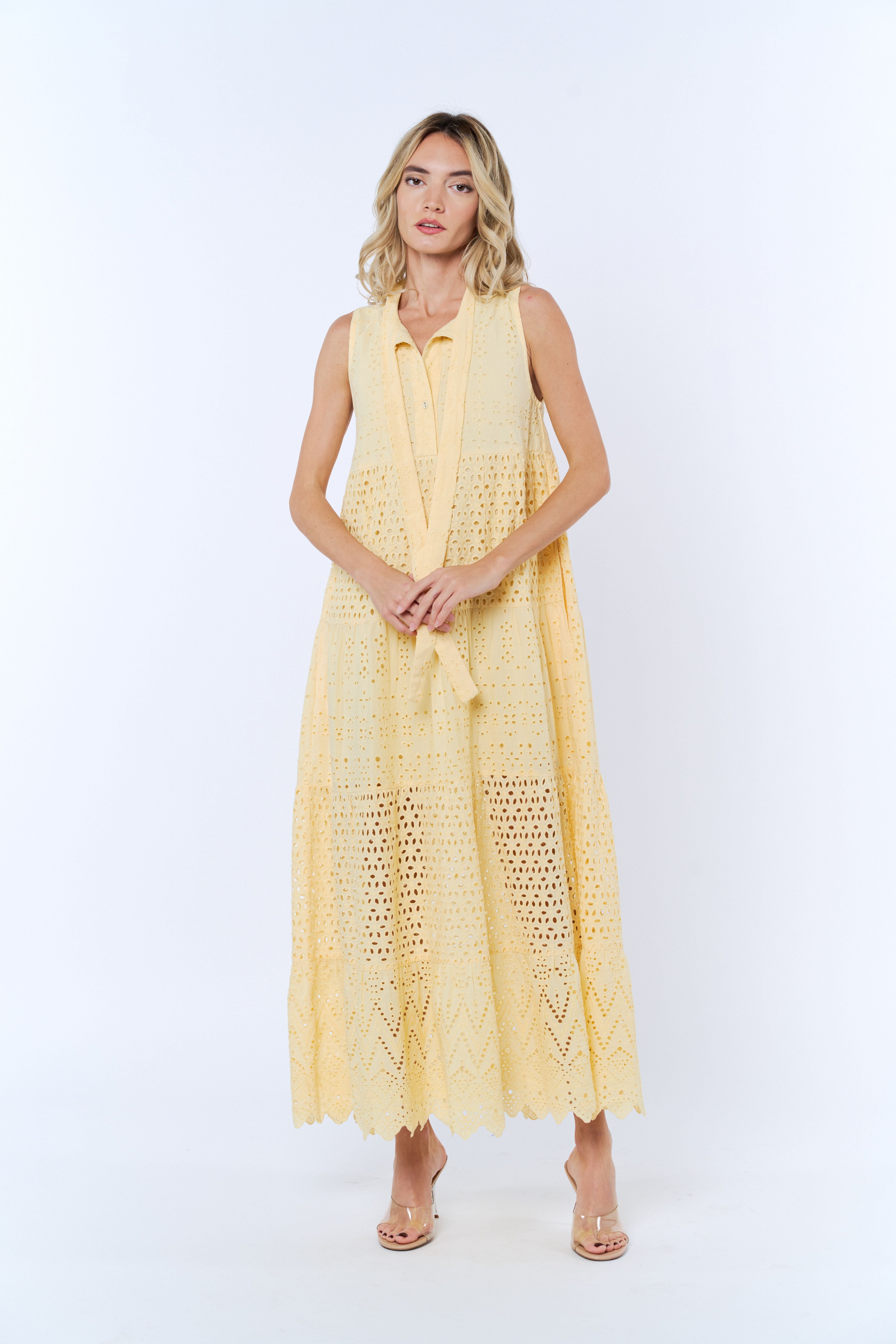 Image of Ruthie Eyelet Lace Sleeveless Maxi Dress