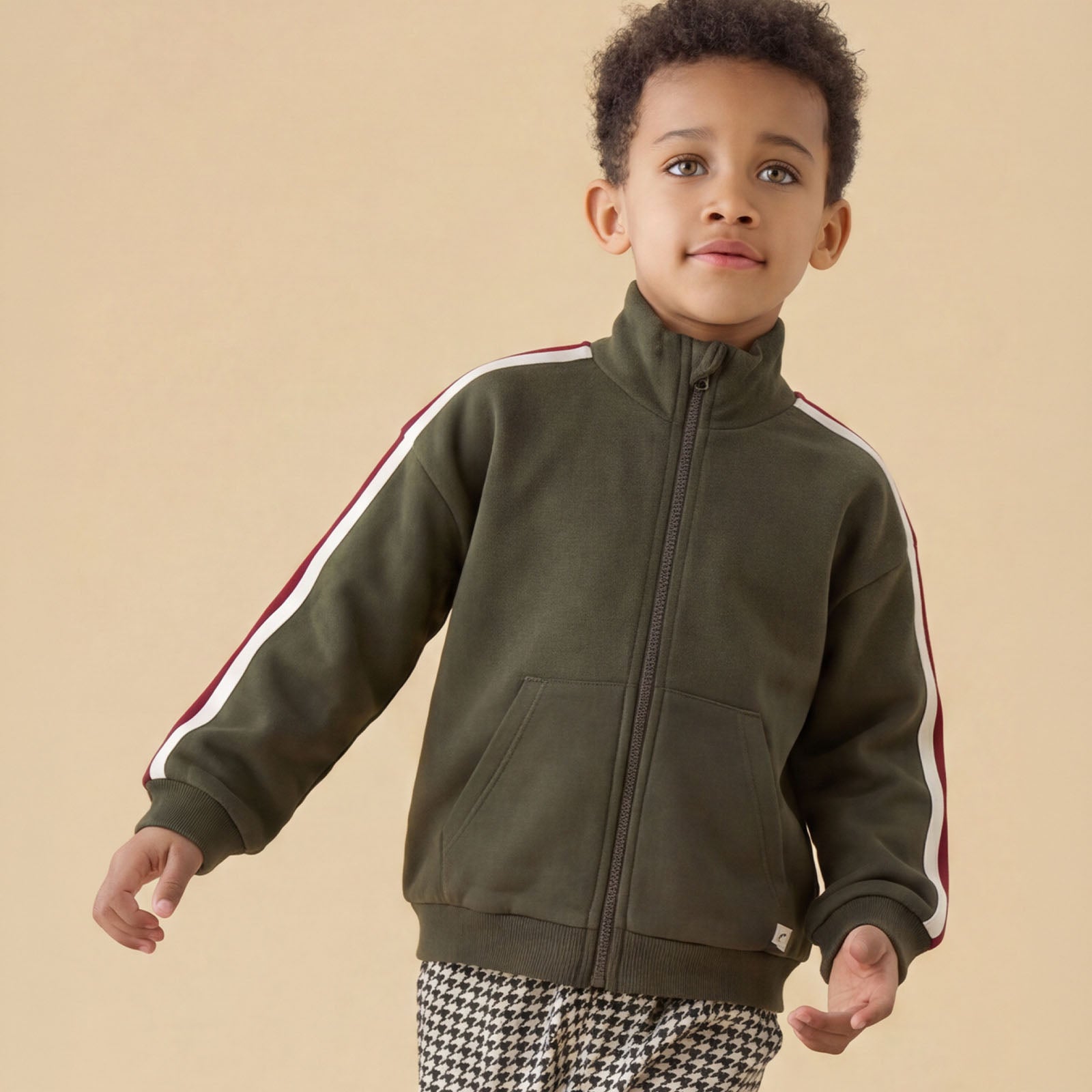 Image of KIDLY by MORI Zip Khaki Jacket