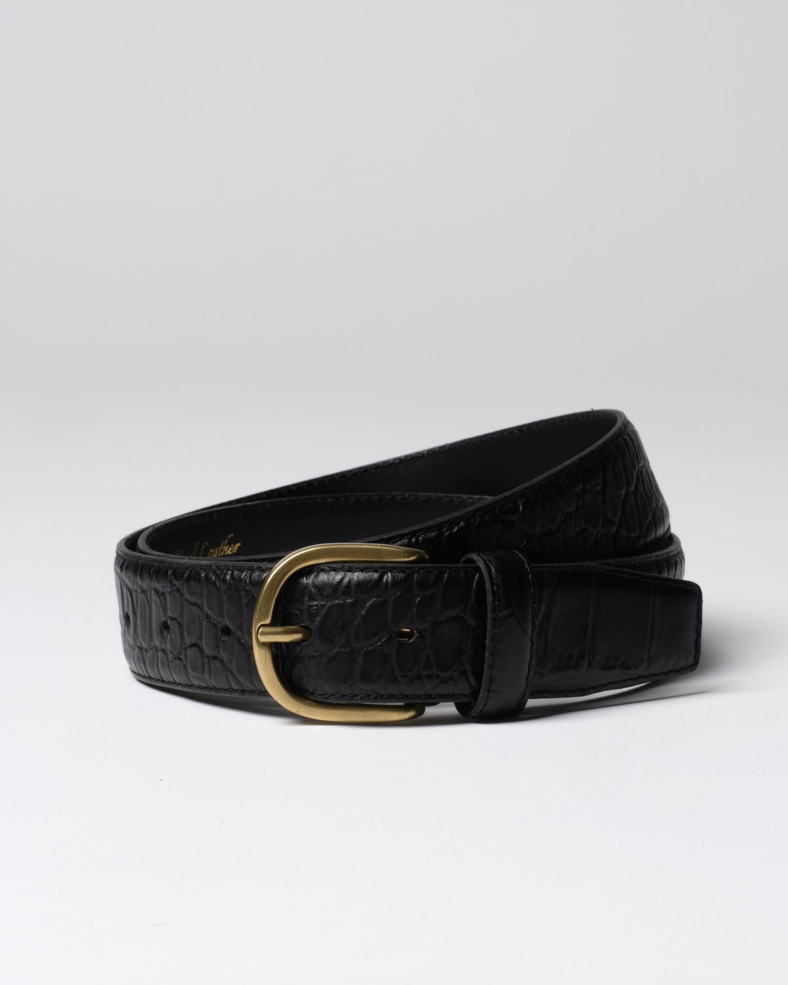 Image of Black Crocodile Embossed Leather Belt