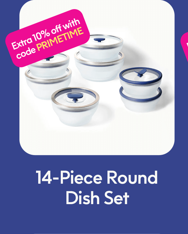 14-Piece Glass Round Dish Clear Set