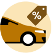 A car and discount tag.