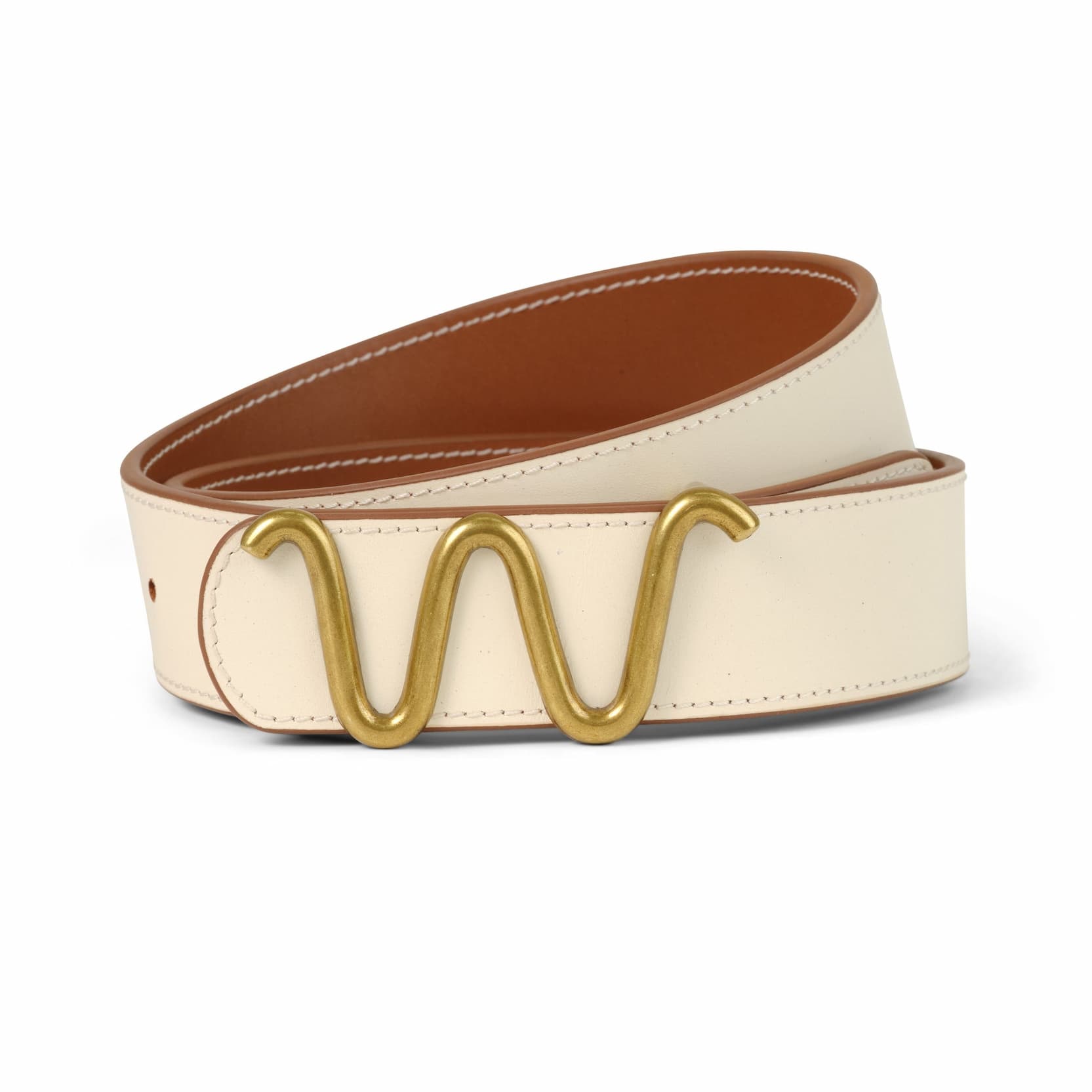  Running W Brand Belt Reversible - Ivory
