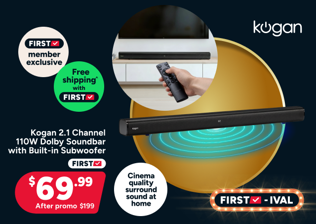 Kogan 2.1 Channel 110W Dolby Soundbar with Built-in Subwoofer (Black)