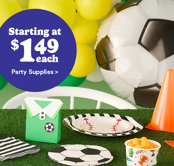 The Party Shop at Michaels Watch Party Goals Score everything you'll need to cheer on your fave soccer team. Starting at $1.49 each Party Supplies >