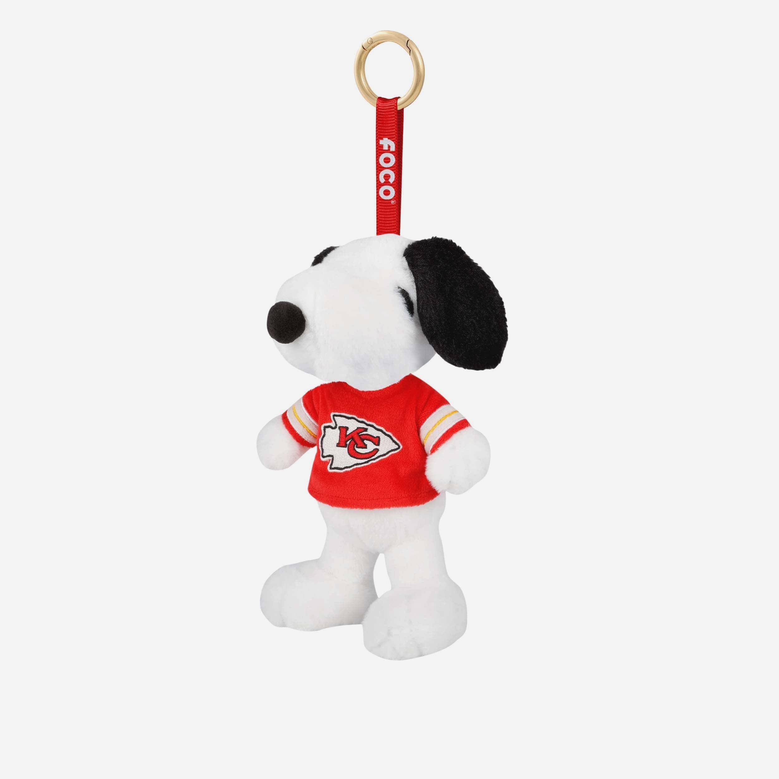 Image of Kansas City Chiefs Plush Snoopy Peanuts Bag Charm Keychain