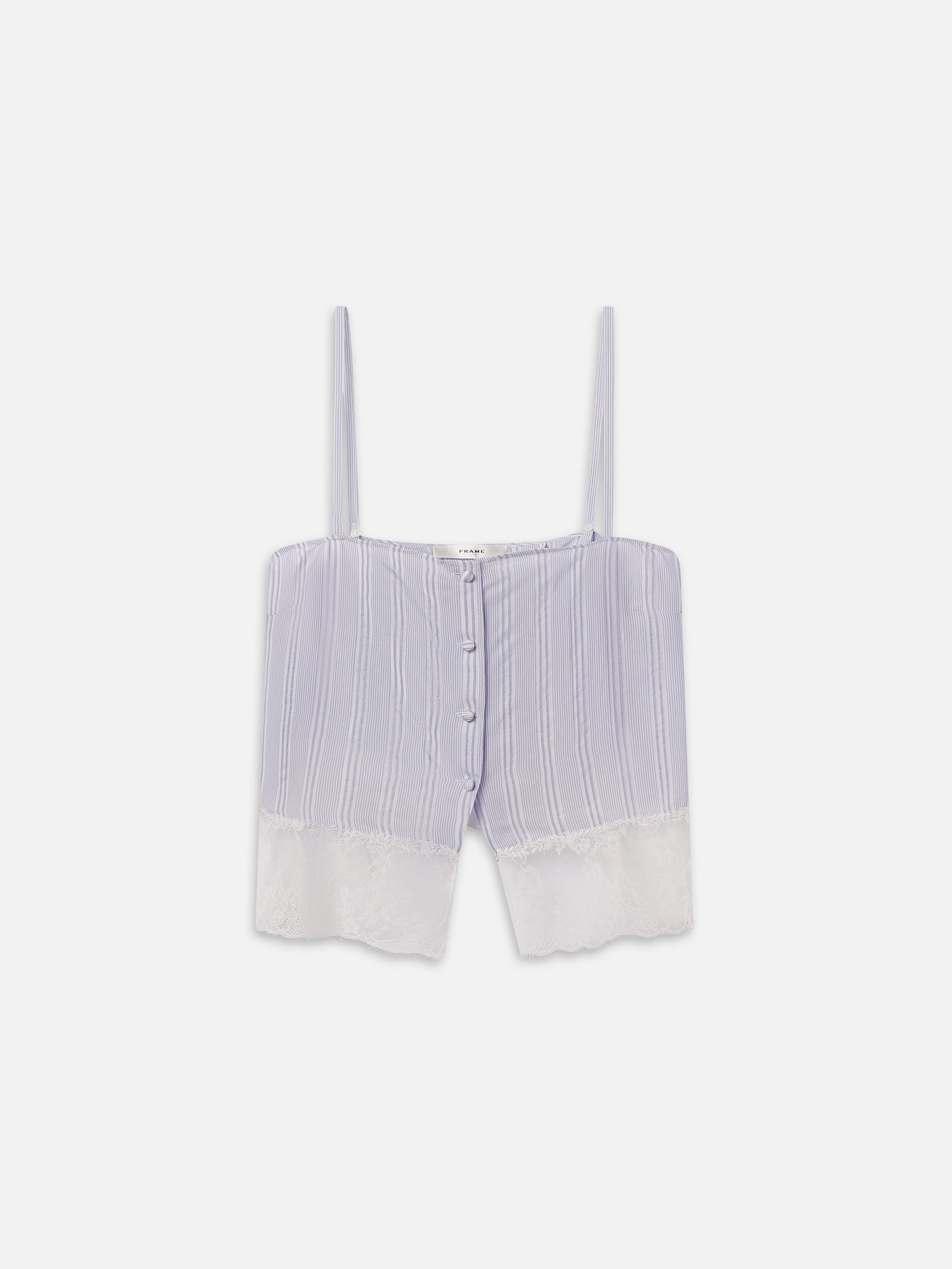 THE STRIPE LACE CAMI IN CHAMBRAY MULTI