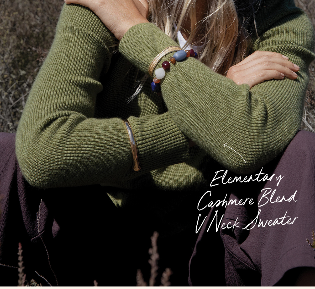 Elementary Cashmere Blend V Neck Sweater