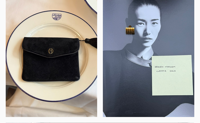 Heaven Mayhem Black Velvet Pouch & Clemmie Earrings side-by-side