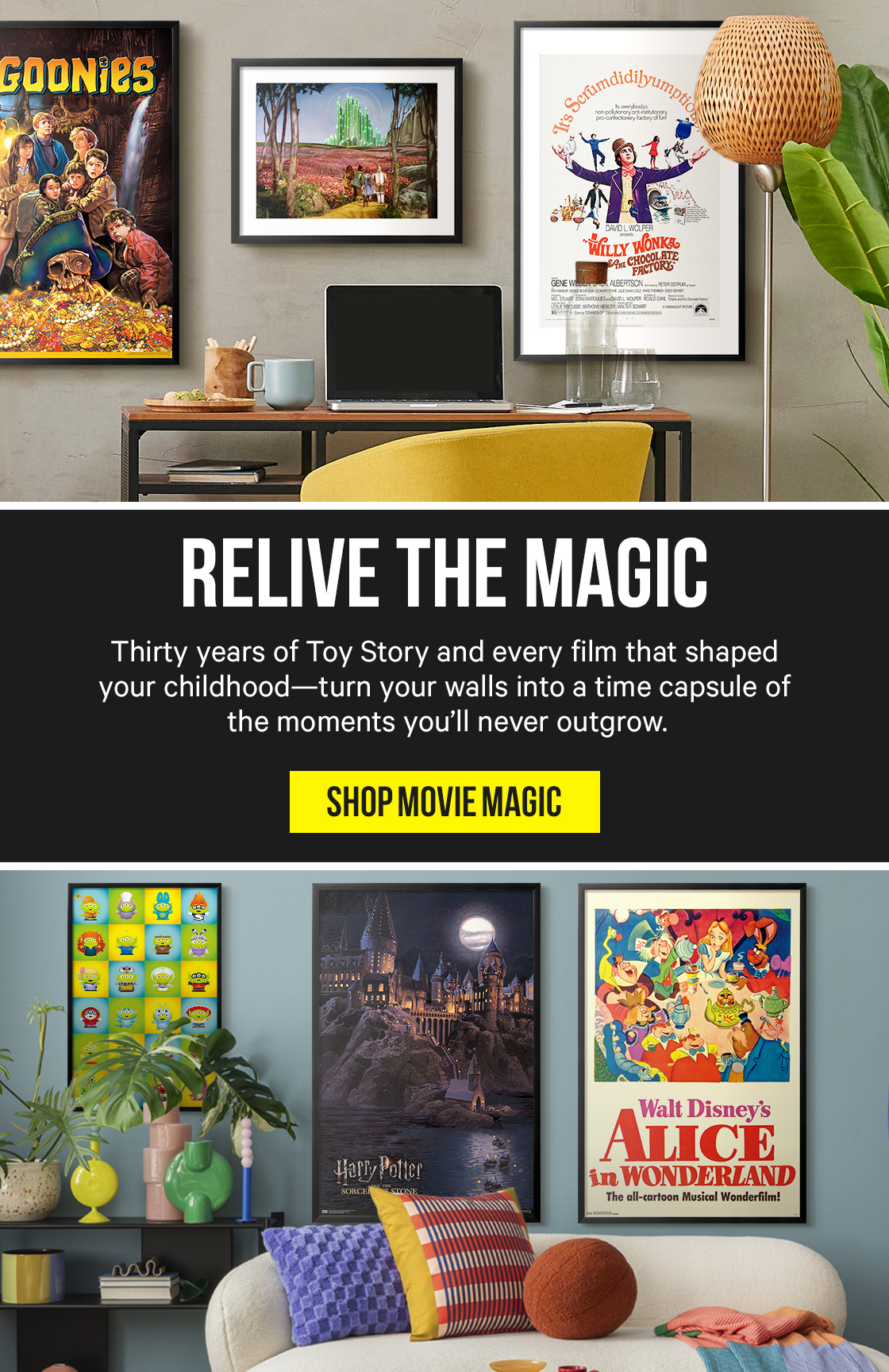 Relive the Magic: From Toy Story’s 30th anniversary to more movies that shaped your childhood, create a nostalgic gallery wall that’s equal parts past and present.