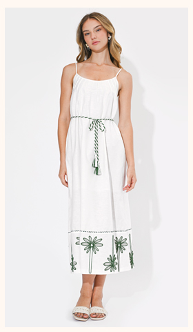 Sophia Palm Tree Embroidered Maxi Dress