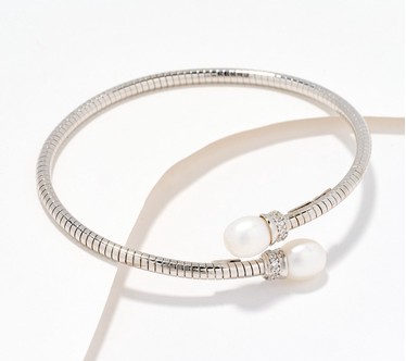 Honora Cultured Pearl Tubogas Cuff, Sterling Silver