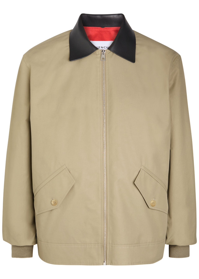 GIVENCHY Leather-collared cotton-blend jacket