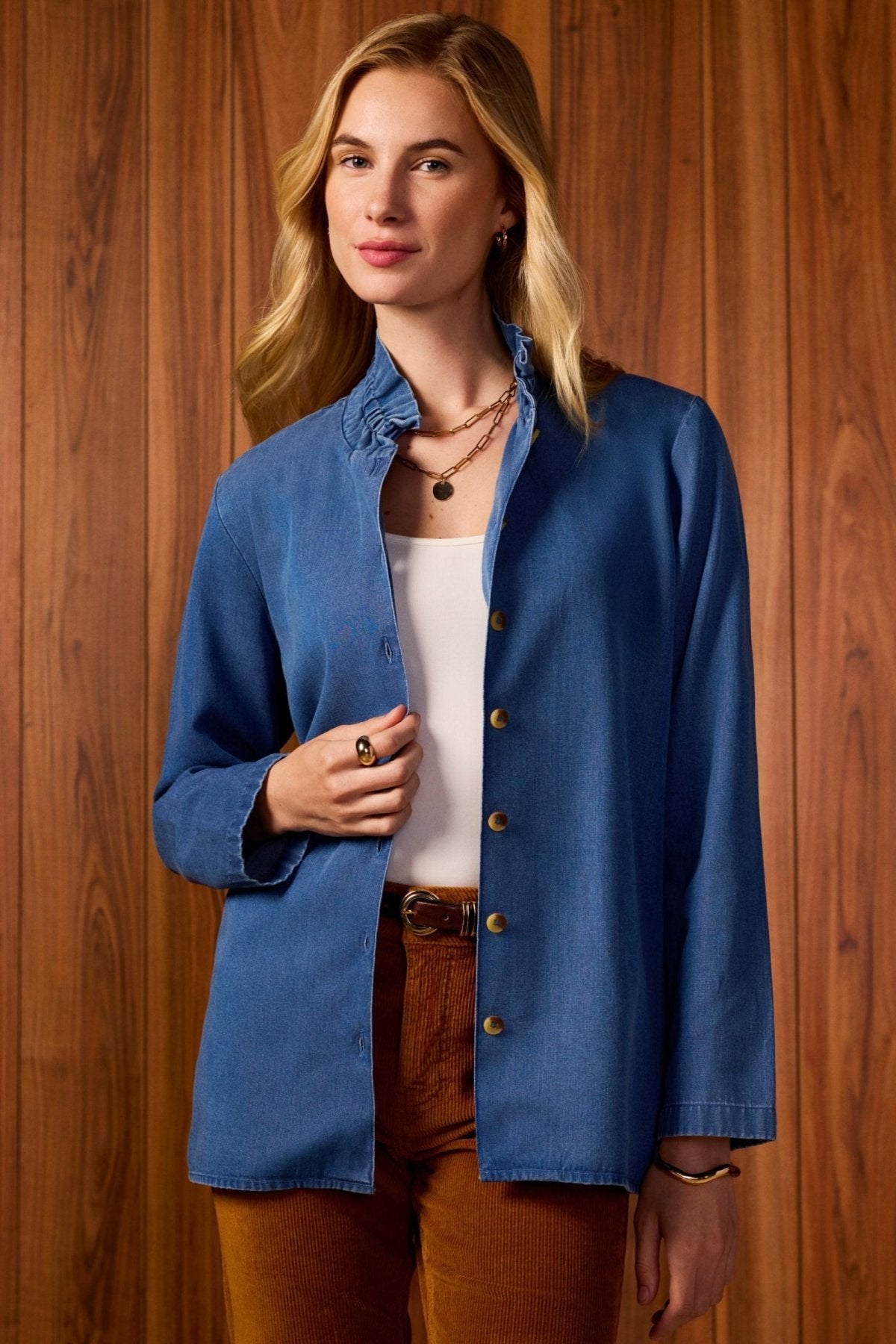 Image of Carolina Tencel® Denim Long Sleeve Shirt Jacket