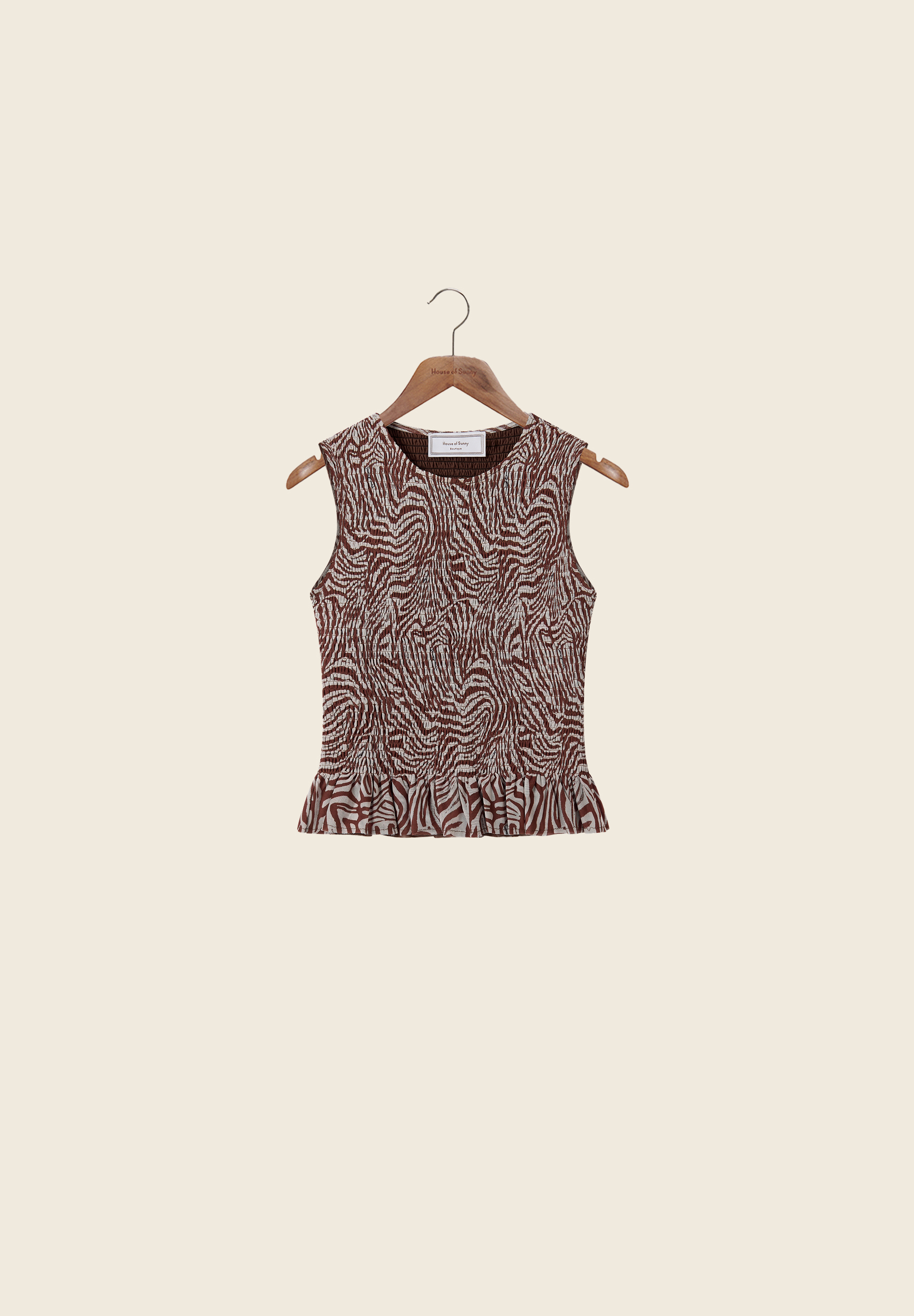 ZEBRA MESH SLEEVELESS TOP