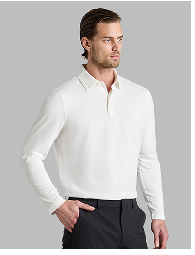 BRUSHED COTTON LONG SLEEVE POLO