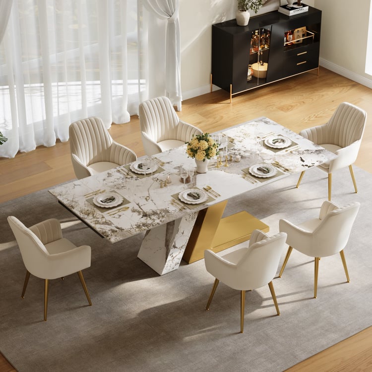 78.7-94.5" Modern Extendable Sintered Stone Dining Table Seats 6-10 People