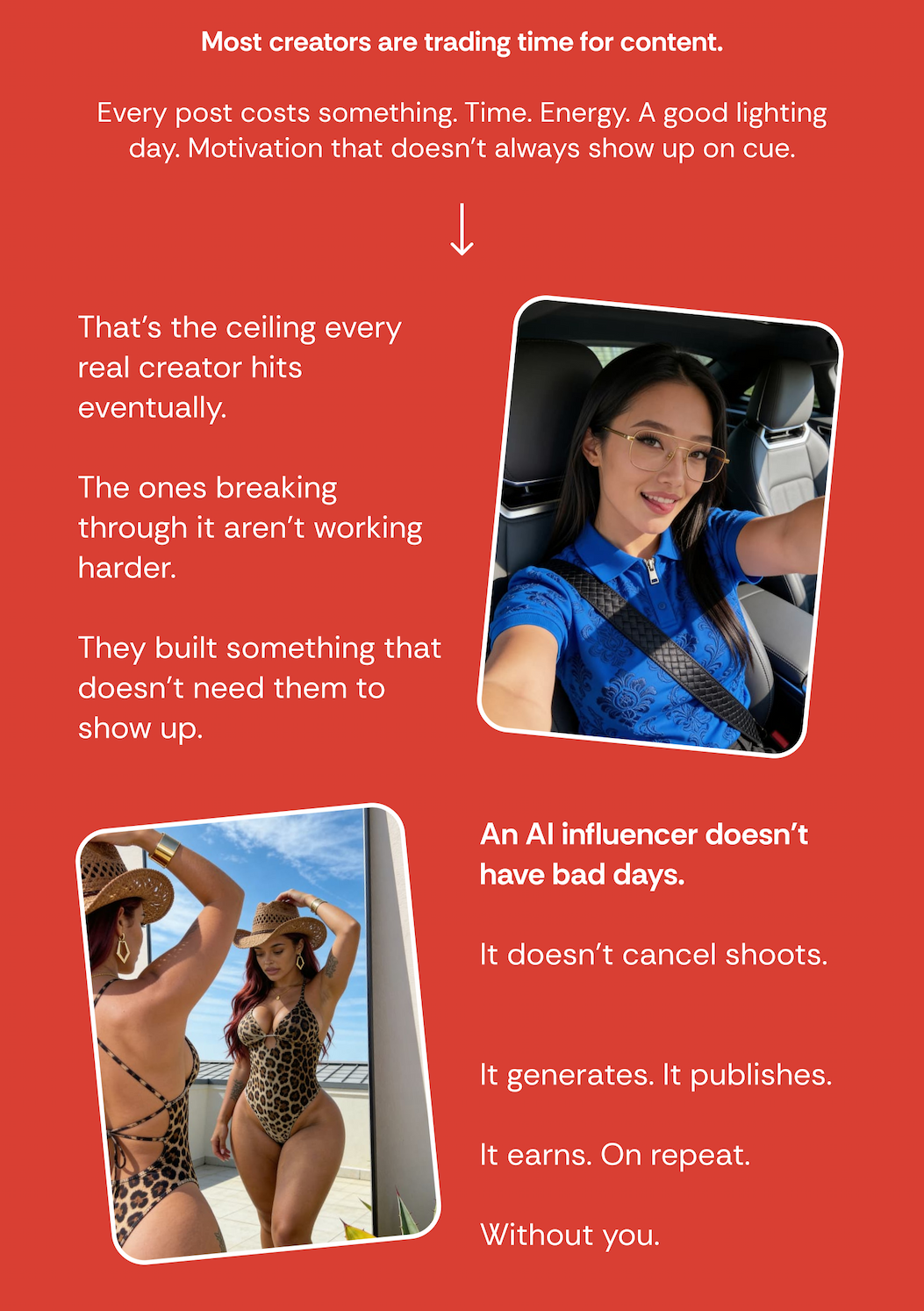 Most creators are trading time for content. Every post costs something.