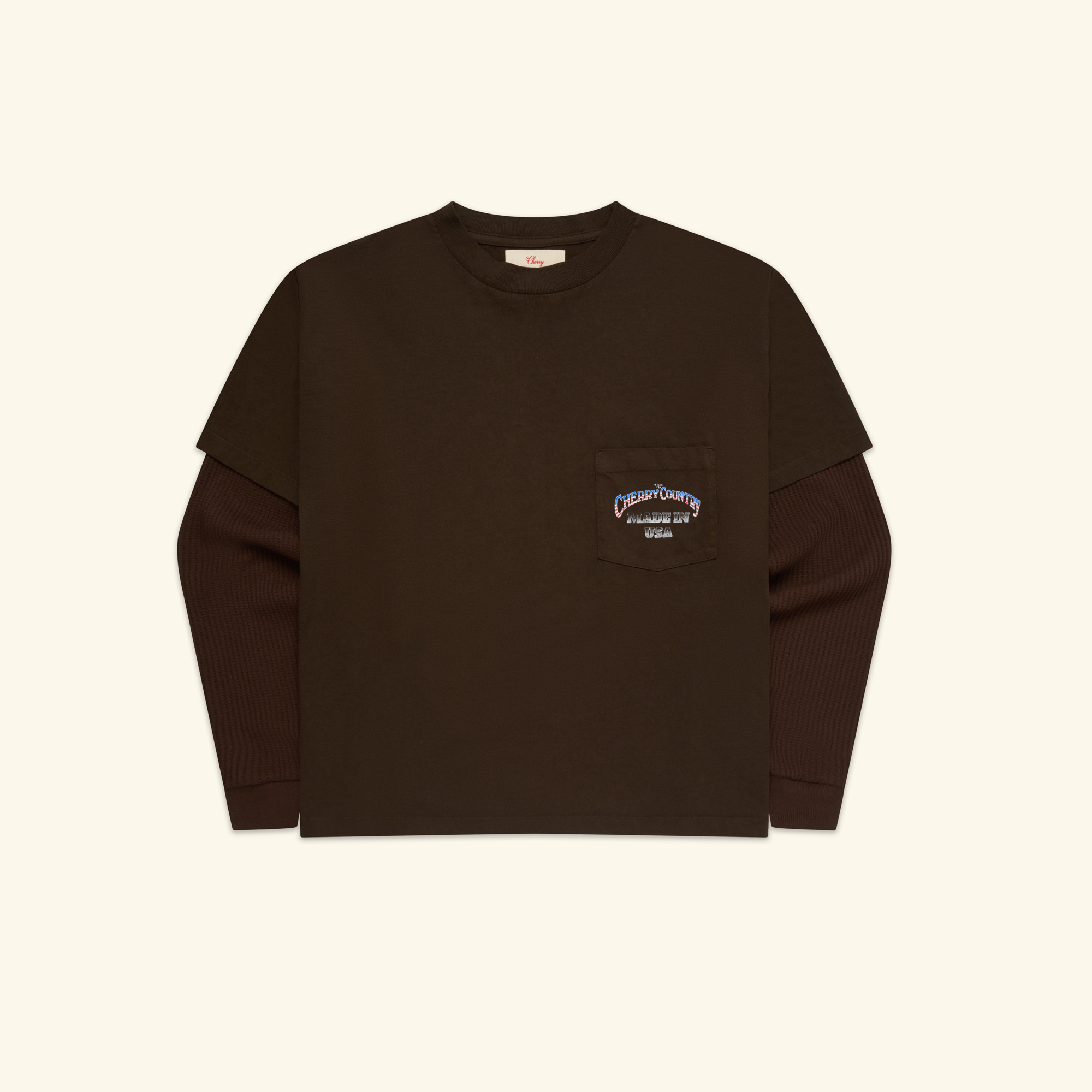 Image of Country Road Boxy Pocket Longsleeve Thermal (Chocolate)