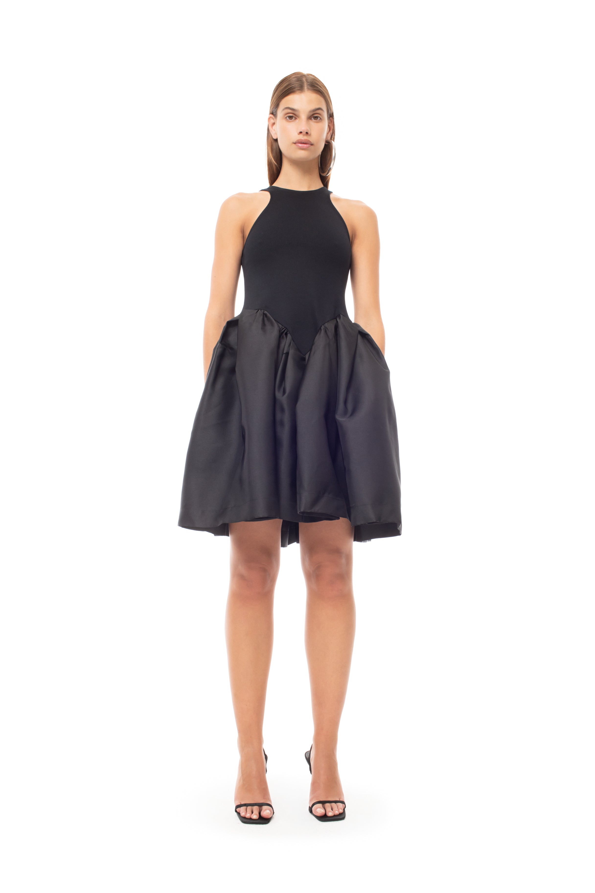 BLACK MINI DRESS WITH TANK TOP SCOOPED