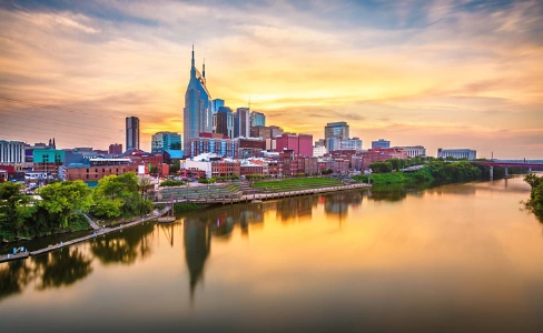 Cityscape Skyline Dusk Nashville