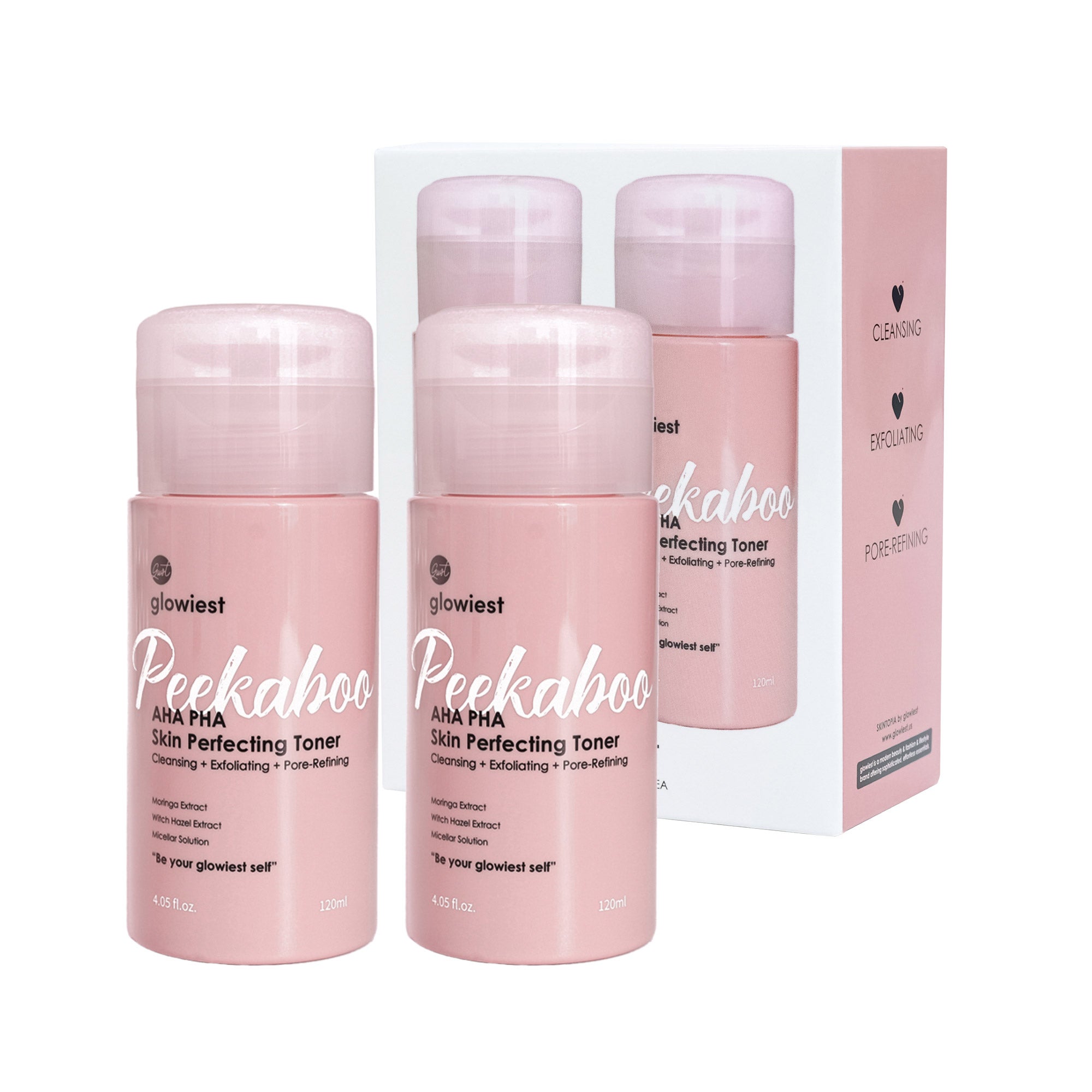 glowiest Peekaboo AHA PHA Skin Perfecting Toner, 4.05 fl oz, 2-Pack