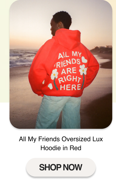 "All my Friends" Oversized Lux Hoodie in Red