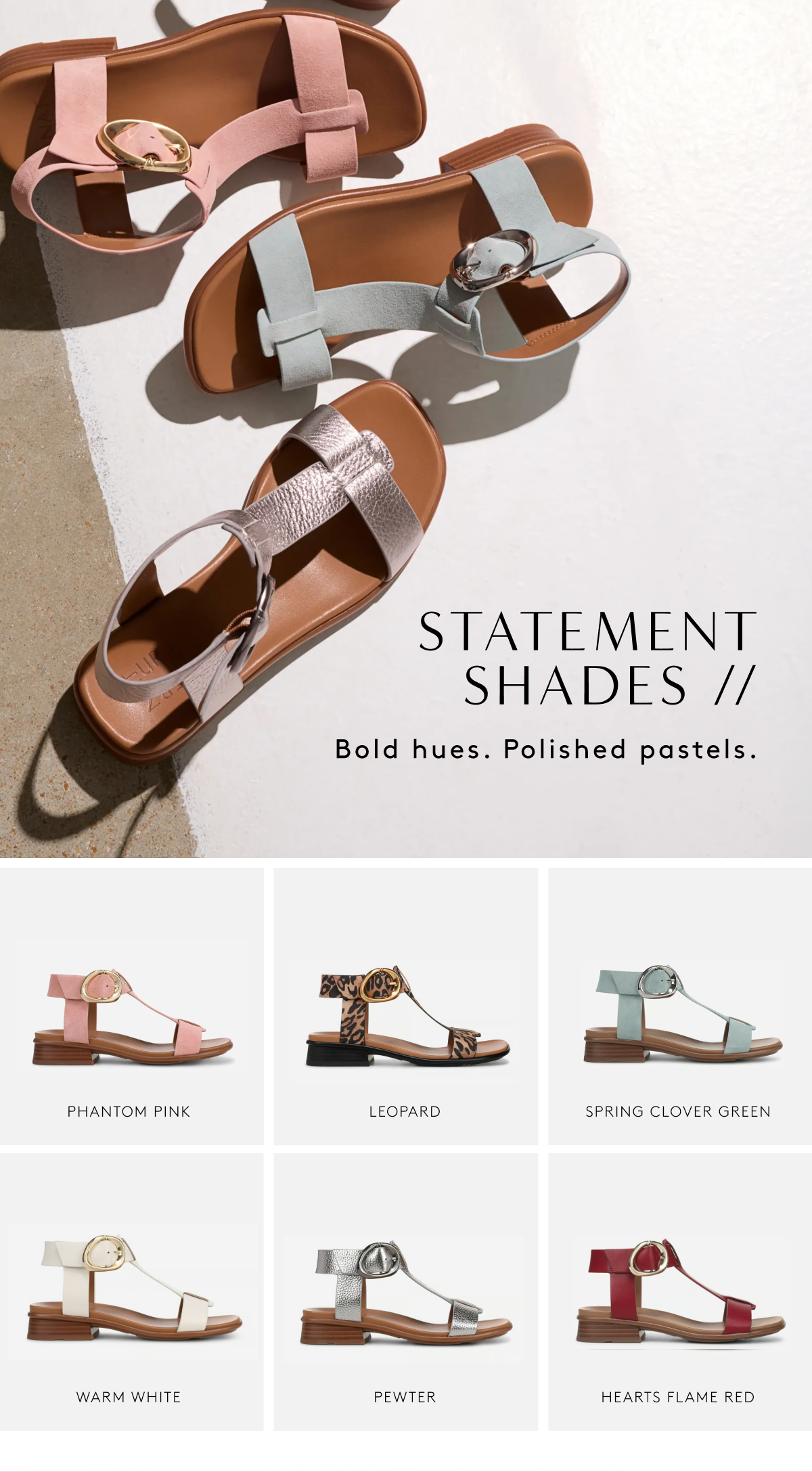 Statement Shades // Bold Hues. Polished Pastels. Warm White | Hearts Flame Red | Phantom Pink | Soft Pewter Silver | Spring Clover Green | Leopard