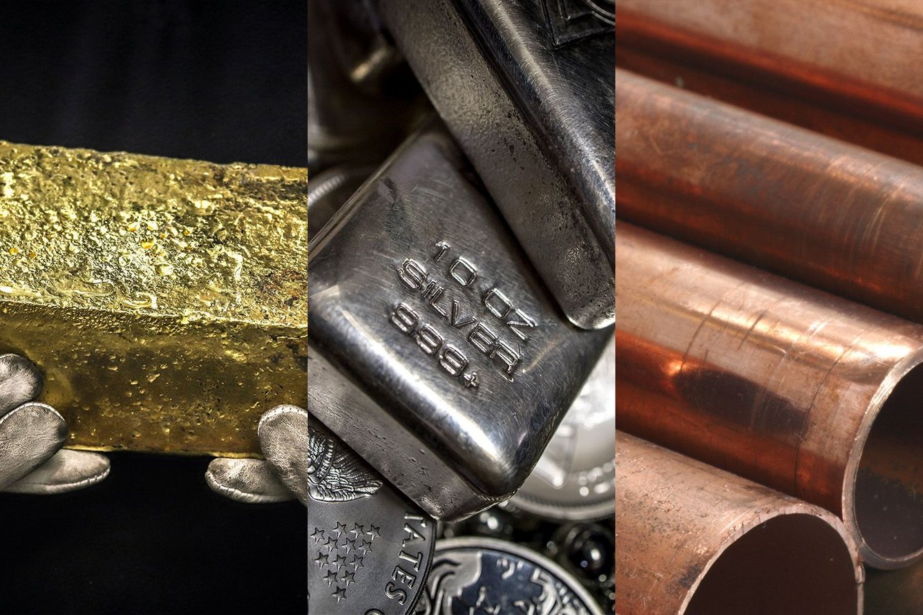 Gold, silver, and copper