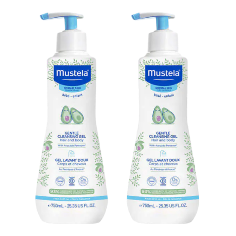 Mustela Baby Gentle Cleansing Gel - Baby Hair and Body Wash Tear-Free Formula, 25.35 fl oz, 2-Pack