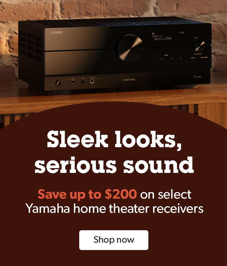Sleek looks, serious sound. Save up to $200 on select Yamaha home theater receivers.