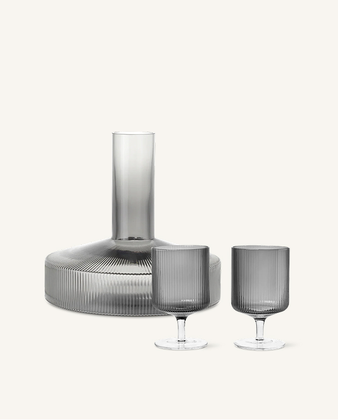 Ripple Wine Carafe & Wine Glasses Set of 2 Gift Set