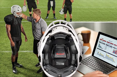 Helmet interior with InSite analytics screen display