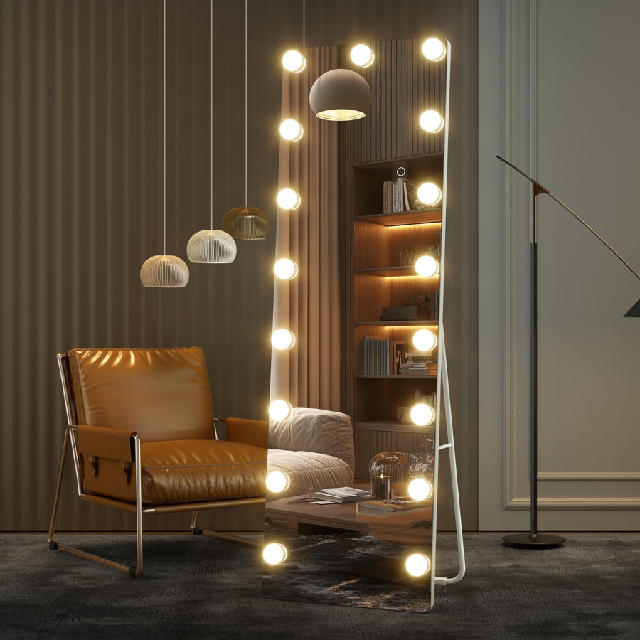 Ebern Designs Modern & Contemporary Lighted Full-Length Mirror with Tempered Glass