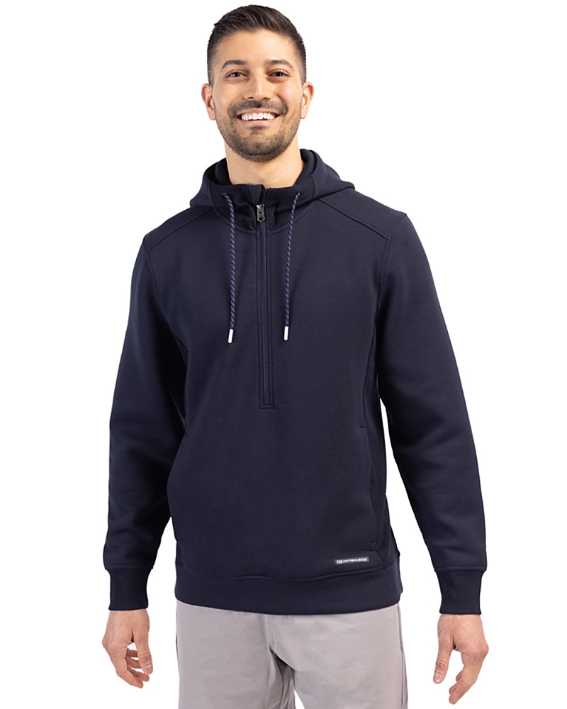 Image of Cutter & Buck Roam Epic Versatility Recycled Half Zip Mens Hooded Pullover