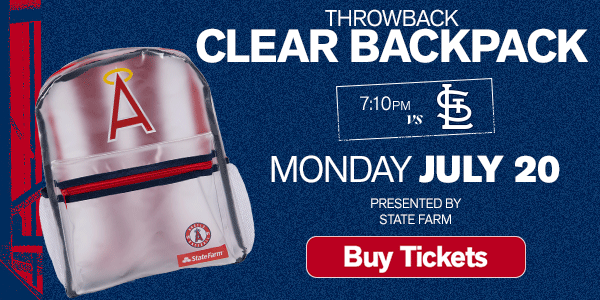 Throwback Clear Backpack, Presented by State Farm - Monday, July 20, 7:10pm vs. St. Louis Cardinals - Buy Tickets