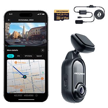 Nextbase Piqo 2K Dashcam with 64GB MicroSD Card and Piqo Quick Connect Cable